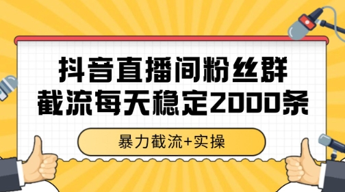 抖音直播间粉丝群暴力截流，一台电脑每天稳定2000条数据【揭秘】-靠谱项目库