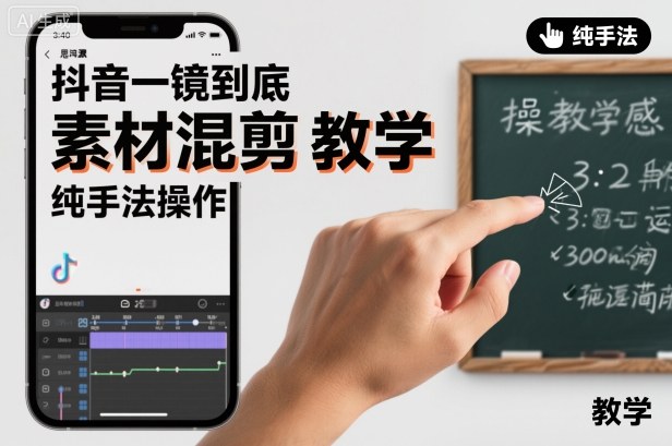 抖音一镜到底素材混剪教学，纯手法操作-靠谱项目库