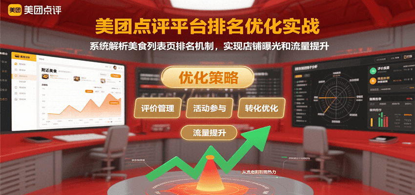 美团点评平台排名优化实战，系统解析美食列表页排名机制，实现店铺曝光和流量提升-靠谱项目库