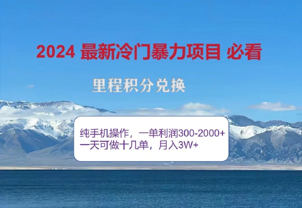 2024惊爆冷门暴利！出行高峰来袭，里程积分，高爆发期，一单300+—2000+，月入过万不是梦！-靠谱项目库