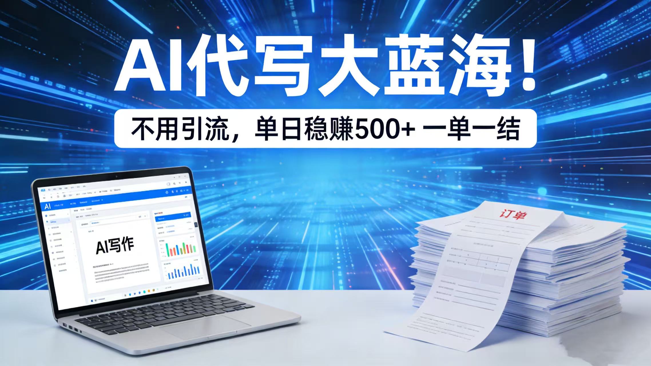 AI 代写大蓝海！不用引流，单日稳赚 500 + 一单一结-靠谱项目库