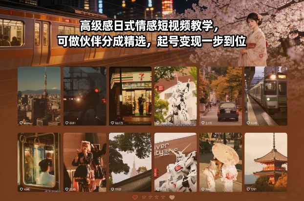 高级感日式情感短视频教学，可做伙伴分成精选，起号变现一步到位-靠谱项目库