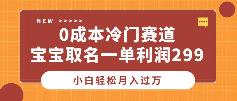 0成本冷门赛道，宝宝取名一单利润299，小白轻松月入过万-靠谱项目库