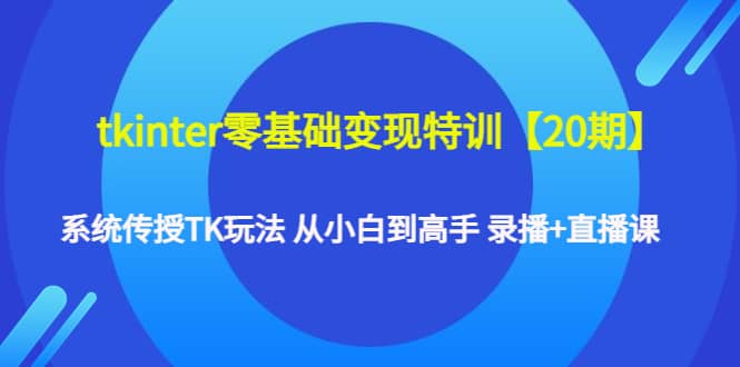 tkinter零基础变现特训【20期】系统传授TK玩法 从小白到高手 录播+直播课-靠谱项目库