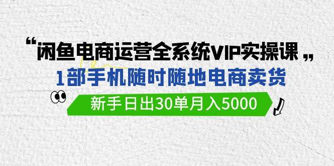 （9547期）闲鱼电商运营全系统VIP实战课，1部手机随时随地卖货，新手日出30单月入5000-靠谱项目库
