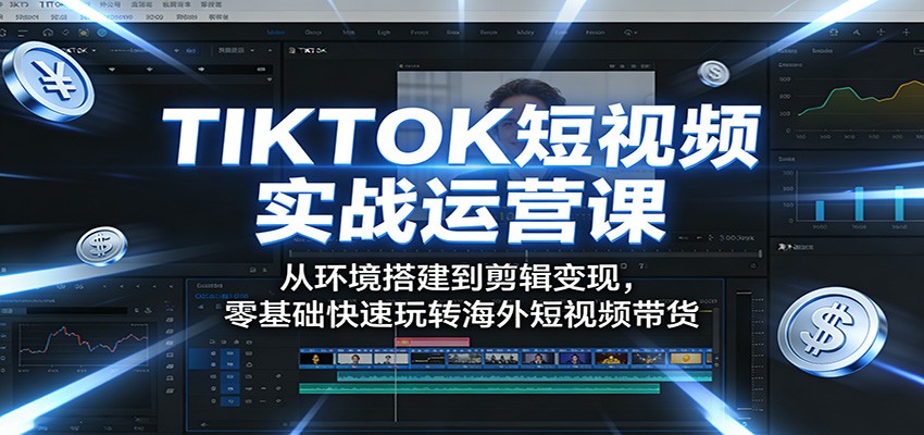 TIKTOK短视频实战运营课：从环境搭建到剪辑变现，零基础快速玩转海外短视频带货-靠谱项目库