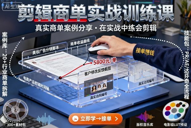 剪辑商单实战训练课，真实商单案例分享，在实战中练会剪辑-靠谱项目库