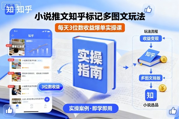 小说推文知乎标记多图文玩法，每天3位数收益爆单实操课-靠谱项目库