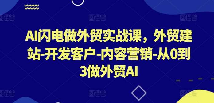 AI闪电做外贸实战课，​外贸建站-开发客户-内容营销-从0到3做外贸AI（更新）-靠谱项目库