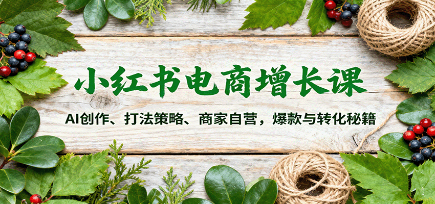 小红书电商增长课：AI创作、打法策略、商家自营，爆款与转化秘籍-靠谱项目库