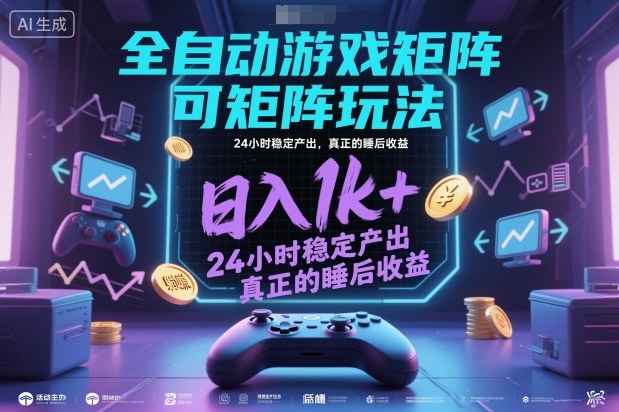 全自动游戏掘金，可矩阵操作，日入1k+，24小时稳定产出，真正的睡后收益【揭秘】-靠谱项目库