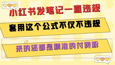 小红书发笔记一直违规，套用这个公式不仅不违规，来的还都是精准的付费粉-靠谱项目库
