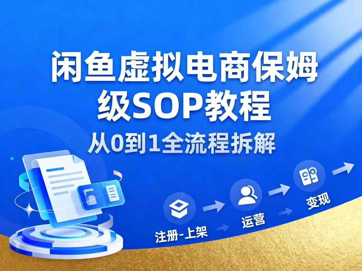 闲鱼虚拟电商，月入轻松过1W，保姆级SOP教程-靠谱项目库