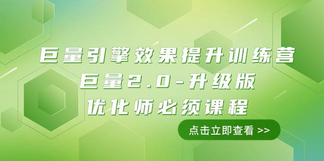 （7887期）巨量引擎·效果提升训练营：巨量2.0-升级版，优化师必须课程（111节课）-靠谱项目库