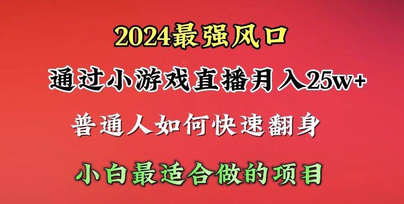 2024年最强风口，通过小游戏直播月入25w+单日收益5000+小白最适合做的项目-靠谱项目库