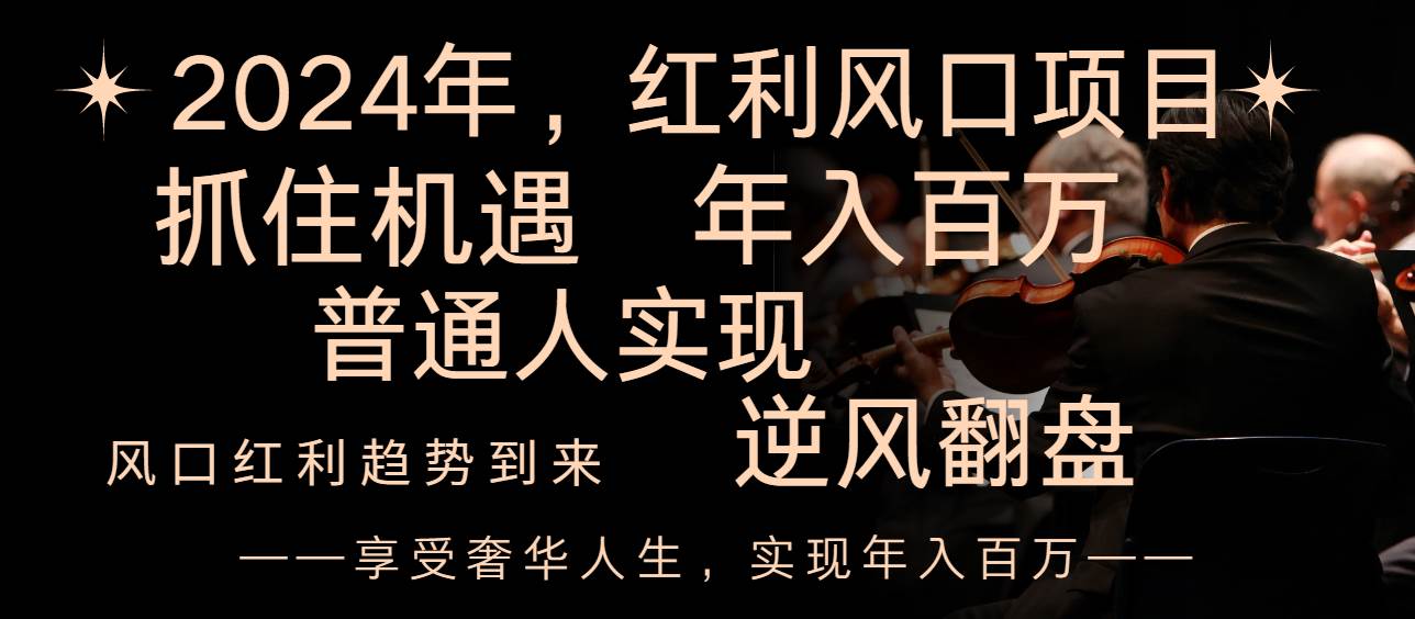 2024红利风口项目来袭，享受第一波红利，逆风翻盘普通人也能实现，年入百万-靠谱项目库