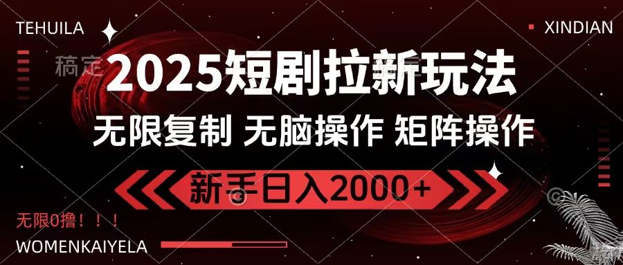 2025短剧拉新玩法，无需注册登录，无限0撸，无脑批量操作日入2000+-靠谱项目库
