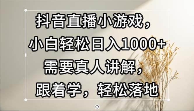 （13075期）抖音直播小游戏，小白轻松日入1000+需要真人讲解，跟着学，轻松落地-靠谱项目库