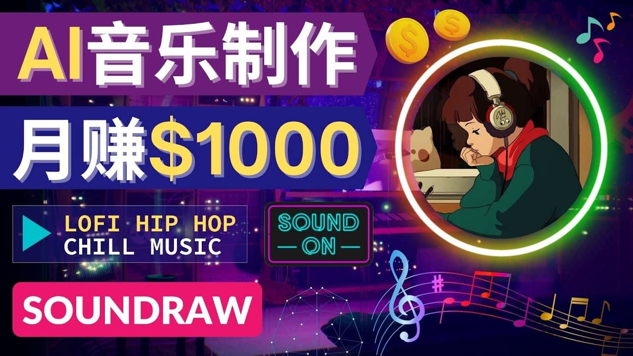 无需任何音乐基础： 使用AI软件制作Lofi Hip Hop Chill Music 月赚1000美元-靠谱项目库