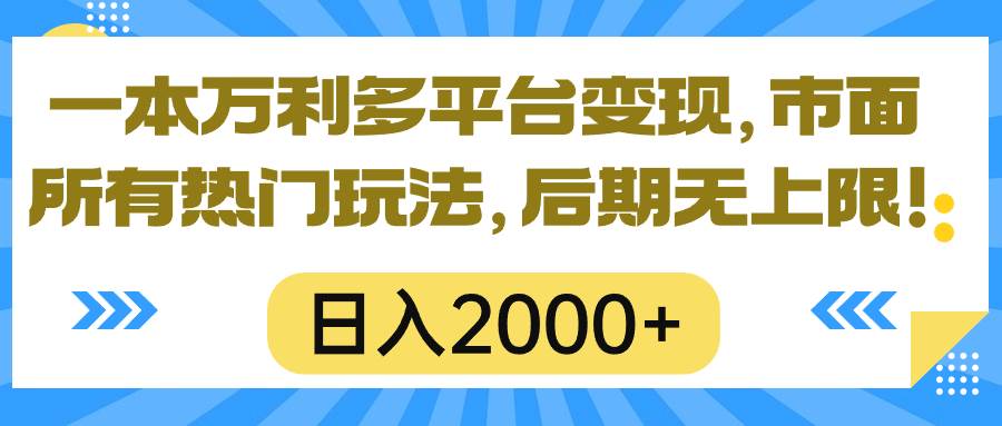 （10311期）一本万利多平台变现，市面所有热门玩法，日入2000+，后期无上限！-靠谱项目库