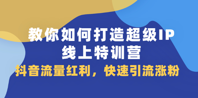 教你如何打造超级IP线上特训营，抖音流量红利新机遇-靠谱项目库