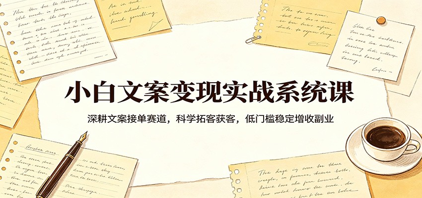 小白文案变现实战系统课：深耕文案接单赛道，科学拓客获客，低门槛稳定增收副业-靠谱项目库
