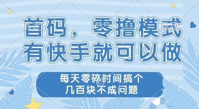 首码零撸项目，有快手就可以做，每天业务时间搞个几张不是问题【揭秘】-靠谱项目库