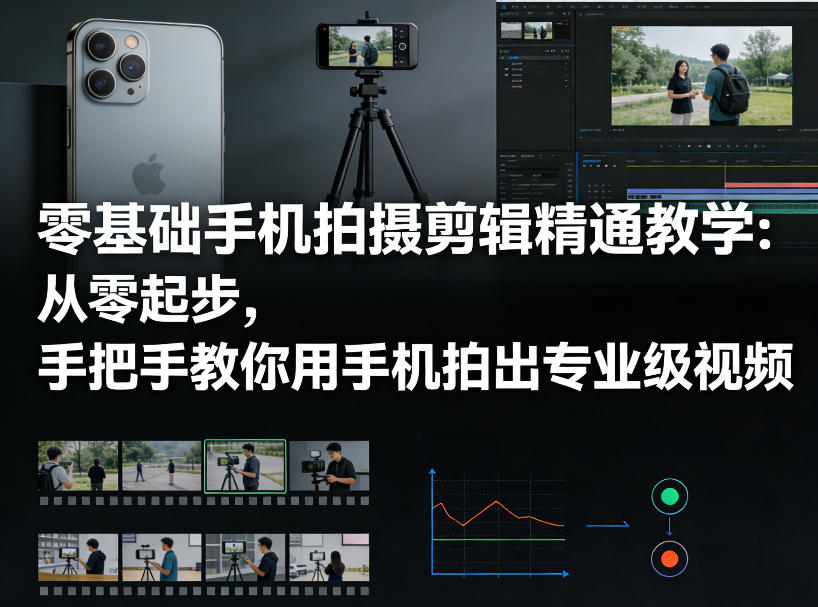 零基础手机拍摄剪辑精通教学：从零起步，手把手教你用手机拍出专业级视频-靠谱项目库