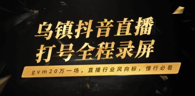 （14014期）乌镇抖音直播打号全程录屏，gvm20万一场，直播行业风向标，懂行必看-靠谱项目库