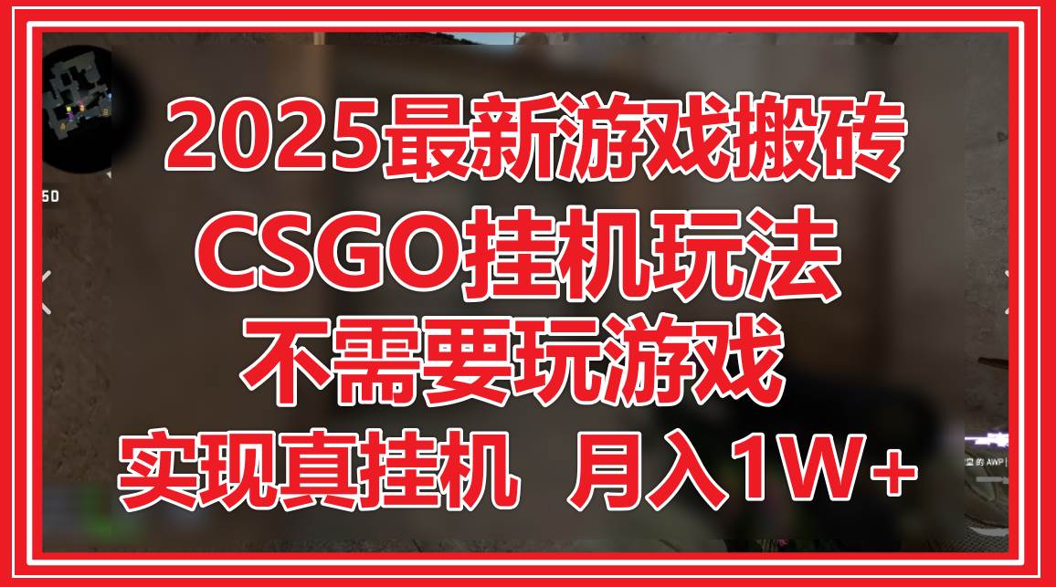 2025最新游戏搬砖，CSGO挂机，不需要玩游戏，实现真挂机，月入1W+-靠谱项目库