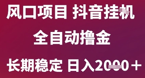 风口项目，六月最新玩法抖音无人挂G，全自动撸金，长期稳定 日入2k+【揭秘】-靠谱项目库