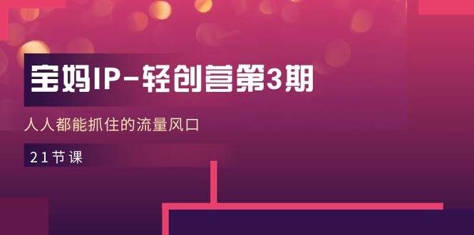 （11042期）宝妈IP-轻创营第3期，人人都能抓住的流量风口（21节课）-靠谱项目库