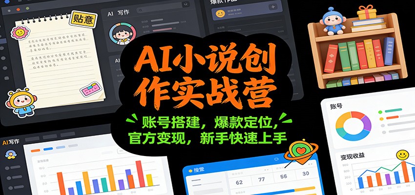 AI小说创作实战营：账号搭建，爆款定位，官方变现，新手快速上手-靠谱项目库