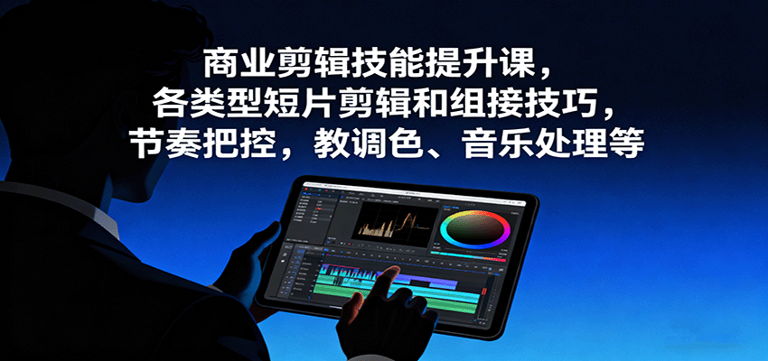 商业剪辑技能提升课，各类型短片剪辑和组接技巧，节奏把控，教调色、音乐处理等-靠谱项目库