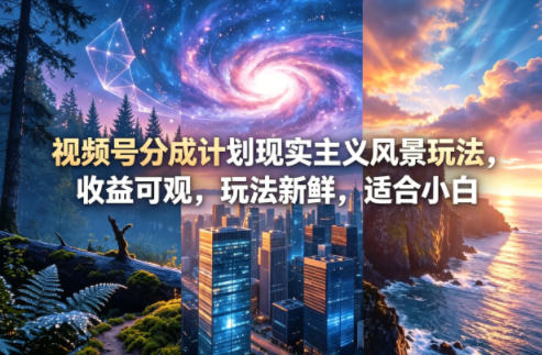 视频号分成计划现实主义风景玩法，收益可观，玩法新鲜，适合小白-靠谱项目库