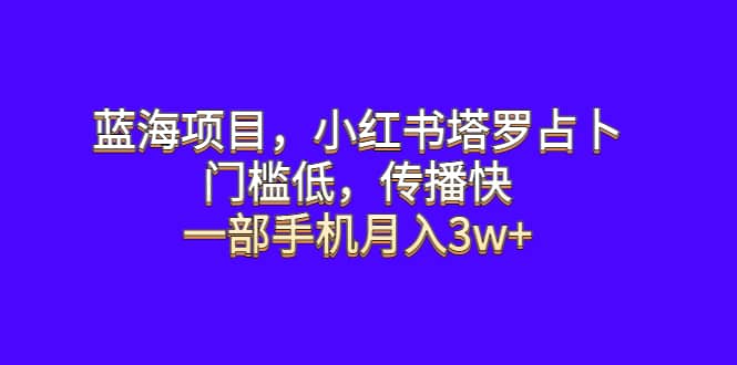蓝海项目，小红书塔罗占卜，门槛低，传播快，一部手机月入3w+-靠谱项目库