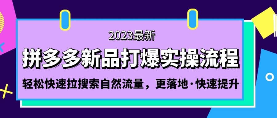 拼多多-新品打爆实操流程：轻松快速拉搜索自然流量，更落地·快速提升-靠谱项目库