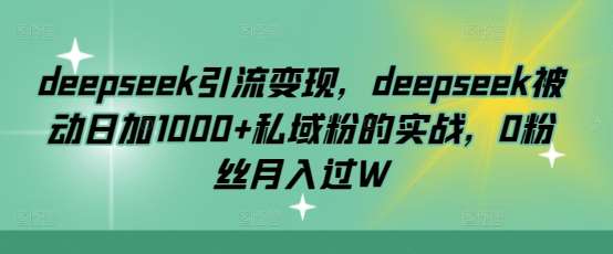 deepseek引流变现，deepseek被动日加1000+私域粉的实战，0粉丝月入过W-靠谱项目库