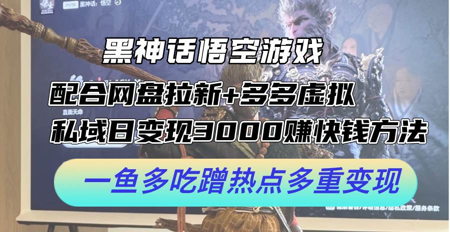 （12316期）黑神话悟空游戏配合网盘拉新+多多虚拟+私域日变现3000+赚快钱方法。…-靠谱项目库