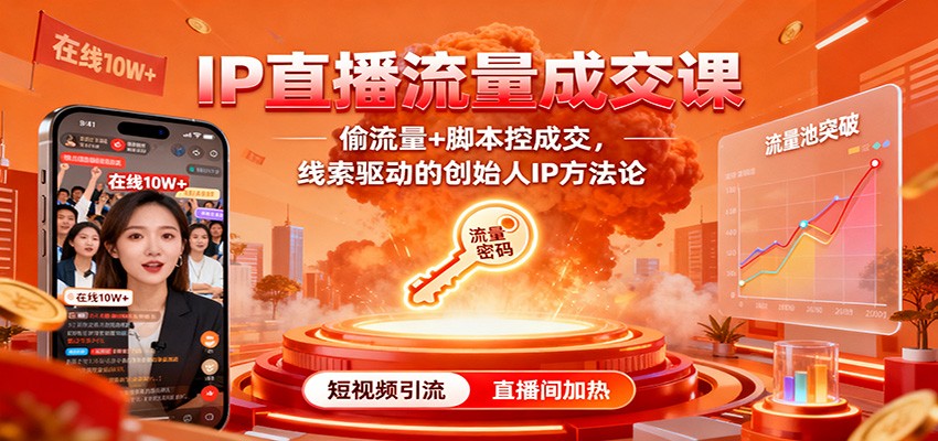 IP直播流量成交课：偷流量+脚本控成交，线索驱动的创始人IP方法论-靠谱项目库
