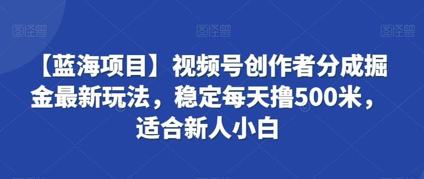 【蓝海项目】视频号创作者分成掘金最新玩法，稳定每天撸500米，适合新人小白【揭秘】-靠谱项目库
