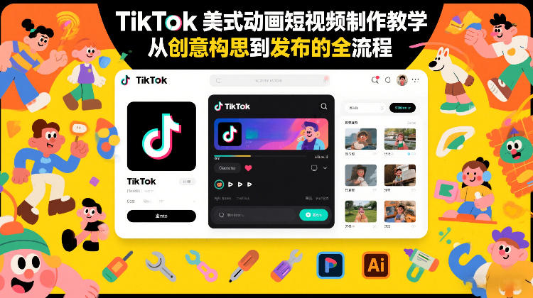 TikTok美式动画短视频制作教学，从创意构思到发布的全流程-靠谱项目库