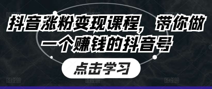 抖音涨粉变现课程，带你做一个赚钱的抖音号-靠谱项目库