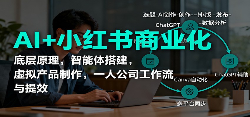 AI+小红书商业化，底层原理，智能体搭建，虚拟产品制作，一人公司工作流与提效-靠谱项目库
