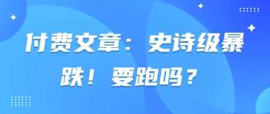 付费文章：史诗级暴跌！要跑吗？-靠谱项目库