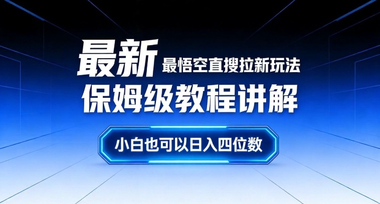 最新最悟空直搜拉新玩法保姆级教程讲解，小白也可以日入四位数-靠谱项目库