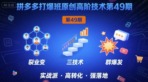 拼多多打爆班原创高阶技术第49期，拼多多裂变+阶梯+群爆-靠谱项目库