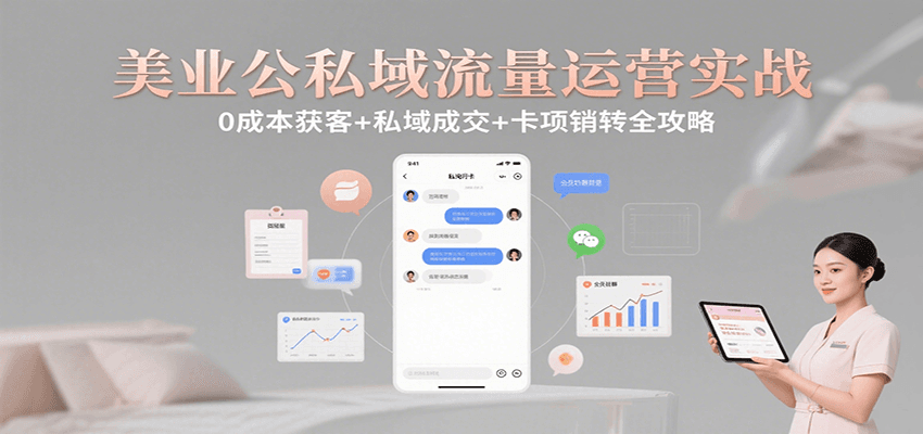 美业公私域流量运营实战：0成本获客+私域成交+卡项销转全攻略-靠谱项目库