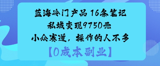 蓝海冷门产品：16条笔记私域变现9750米小众赛道，操作的人不多-靠谱项目库