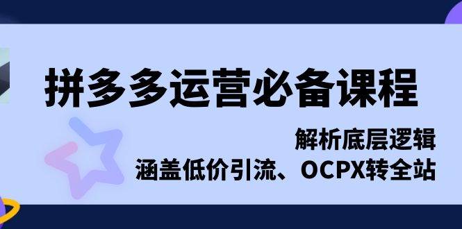 （13700期）拼多多运营必备课程，解析底层逻辑，涵盖低价引流、OCPX转全站-靠谱项目库